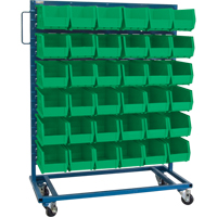 Single-Sided Mobile Bin Rack, Single-sided, 36 bins, 36" W x 16" D x 46-1/2" H Les Fournitures Industrielles Méga