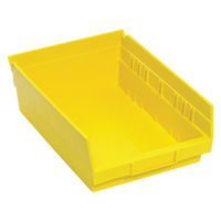 Shelf Bins, 8-3/8" W x 4" H x 11-5/8" D, Yellow, 30 lbs. Capacity Les Fournitures Industrielles Méga