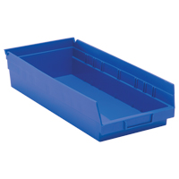 Shelf Bins, 8-3/8" W x 4" H x 17-7/8" D, Blue, 40 lbs. Capacity Les Fournitures Industrielles Méga