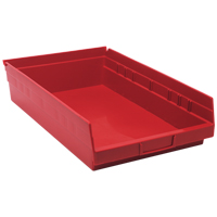 Bacs de rangement pour tablettes, 11-1/8" la x 4" H x 17-7/8" p, Rouge, Capacit&eacute; 40 lb Les Fournitures Industrielles Méga