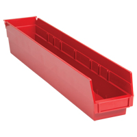 Shelf Bins, 4-1/8" W x 4" H x 23-5/8" D, Red, 50 lbs. Capacity Les Fournitures Industrielles Méga