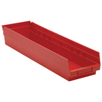 Bacs de rangement pour tablettes, 6-5/8" la x 4" H x 23-5/8" p, Rouge, Capacit&eacute; 50 lb Les Fournitures Industrielles Méga