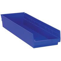 Bacs de rangement pour tablettes, 8-3/8" la x 4" H x 23-5/8" p, Bleu, Capacit&eacute; 50 lb Les Fournitures Industrielles Méga