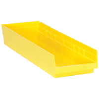 Bacs de rangement pour tablettes, 8-3/8" la x 4" H x 23-5/8" p, Jaune, Capacit&eacute; 50 lb Les Fournitures Industrielles Méga