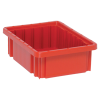 Divider Box&reg; Containers, Plastic, 10.9" W x 8.3" D x 3.5" H, Red Les Fournitures Industrielles Méga