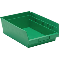Shelf Bins, 8-3/8" W x 4" H x 11-5/8" D, Green, 30 lbs. Capacity Les Fournitures Industrielles Méga