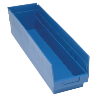 Bacs en plastique pour &eacute;tag&egrave;res Store More, 6-5/8" la x 6" H x 23-5/8" p, Bleu, Capacit&eacute; 90 lb Les Fournitures Industrielles Méga