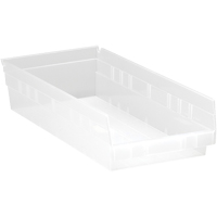 Bacs de rangement pour tablettes, 8-3/8" la x 4" H x 17-7/8" p, Transparent, Capacit&eacute; 40 lb Les Fournitures Industrielles Méga
