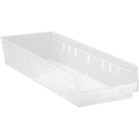 Bacs de rangement pour tablettes, 8-3/8" la x 4" H x 23-5/8" p, Transparent, Capacit&eacute; 50 lb Les Fournitures Industrielles Méga