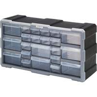 Drawer Cabinet, Plastic, 22 Drawers, 19-1/2" x 6-1/4" x 10", Black Les Fournitures Industrielles Méga