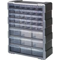 Drawer Cabinet, Plastic, 39 Drawers, 15" x 6-1/4" x 18-3/4", Black Les Fournitures Industrielles Méga