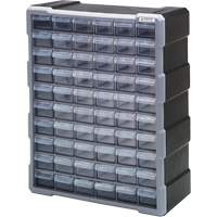 Drawer Cabinet, Plastic, 60 Drawers, 15" x 6-1/4" x 18-3/4", Black Les Fournitures Industrielles Méga