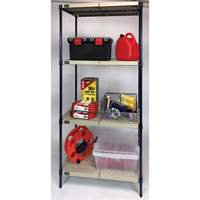 &eacute;tag&egrave;re en fils m&eacute;talliques avec tablettes en plastique, Cadre en fils m&eacute;talliques avec tablettes en plastique, Sans boulons, Capacit&eacute; 600 lb, 30" la x 72" h x 18" p Les Fournitures Industrielles Méga