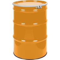 Barils en acier, 55 gal. US (45 gal. imp.), Non doubl&eacute;, Orange, Dessus ouvert, UN1A2/Y1.5/150, Calibre 16 Les Fournitures Industrielles Méga
