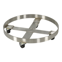 Chariots pour barils, Acier inoxydable, Capacit&eacute;e 800 lb, Diam&egrave;tre 23-1/4", Roue en Caoutchouc Les Fournitures Industrielles Méga