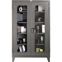 Armoires &agrave; fen&ecirc;tres claires, Acier, 4 Tablettes, 60" h x 48" la x 24" p Les Fournitures Industrielles Méga