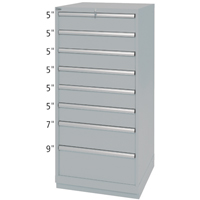 Armoires de rangement avec tiroirs, 8 tiroirs, 28-1/4" la x 28-1/2" p x 59-1/2" h, Gris Les Fournitures Industrielles Méga