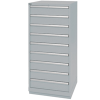 Armoires de rangement avec tiroirs, 9 tiroirs, 28-1/4" la x 28-1/2" p x 59-1/2" h, Gris Les Fournitures Industrielles Méga