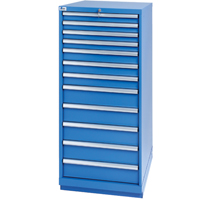 Armoires de rangement avec tiroirs, 12 tiroirs, 28-1/4" la x 28-1/2" p x 59-1/2" h, Bleu brillant Les Fournitures Industrielles Méga
