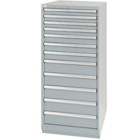 Armoires de rangement avec tiroirs, 12 tiroirs, 28-1/4" la x 28-1/2" p x 59-1/2" h, Gris Les Fournitures Industrielles Méga