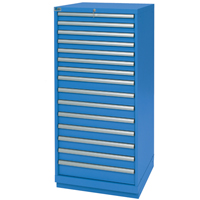 Armoires de rangement avec tiroirs, 15 tiroirs, 28-1/4" la x 28-1/2" p x 59-1/2" h, Bleu brillant Les Fournitures Industrielles Méga
