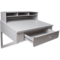 Wall-Mounted Shop Desk, 34-1/2" W x 28" D x 31" H, Grey Les Fournitures Industrielles Méga