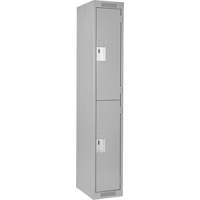 Clean Line Lockers, 2 -tier, 12" x 18" x 72", Steel, Grey, Rivet (Assembled) Les Fournitures Industrielles Méga