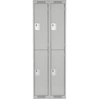 Clean Line Lockers, 2 -tier, Bank of 2, 24" x 18" x 72", Steel, Grey, Rivet (Assembled) Les Fournitures Industrielles Méga