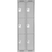 Clean Line Lockers, 3 -tier, Bank of 2, 24" x 18" x 72", Steel, Grey, Rivet (Assembled) Les Fournitures Industrielles Méga