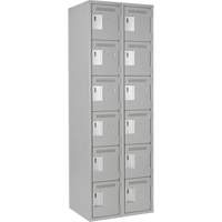 Clean Line Lockerettes, 6 -tier, Bank of 2, 24" x 18" x 72", Steel, Grey, Rivet (Assembled) Les Fournitures Industrielles Méga