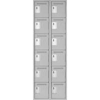 Clean Line Lockerettes, 6 -tier, Bank of 2, 24" x 18" x 72", Steel, Grey, Rivet (Assembled) Les Fournitures Industrielles Méga