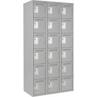 Clean Line Lockerettes, 6 -tier, Bank of 3, 36" x 18" x 72", Steel, Grey, Rivet (Assembled) Les Fournitures Industrielles Méga