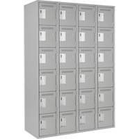 Clean Line Lockerettes, 6 -tier, Bank of 4, 48" x 18" x 72", Steel, Grey, Rivet (Assembled) Les Fournitures Industrielles Méga