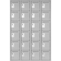 Clean Line Lockerettes, 6 -tier, Bank of 4, 48" x 18" x 72", Steel, Grey, Rivet (Assembled) Les Fournitures Industrielles Méga