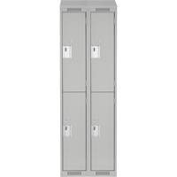 Clean Line Lockers, 2 -tier, Bank of 2, 24" x 18" x 78", Steel, Grey, Rivet (Assembled) Les Fournitures Industrielles Méga