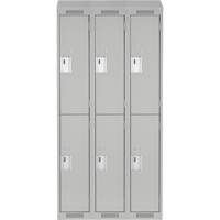Clean Line Lockers, 2 -tier, Bank of 3, 36" x 18" x 78", Steel, Grey, Rivet (Assembled) Les Fournitures Industrielles Méga