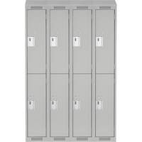 Clean Line Lockers, 2 -tier, Bank of 4, 48" x 18" x 78", Steel, Grey, Rivet (Assembled) Les Fournitures Industrielles Méga