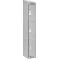Clean Line Lockers, 3 -tier, 12" x 18" x 78", Steel, Grey, Rivet (Assembled) Les Fournitures Industrielles Méga