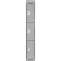 Clean Line Lockers, 3 -tier, 12" x 18" x 78", Steel, Grey, Rivet (Assembled) Les Fournitures Industrielles Méga
