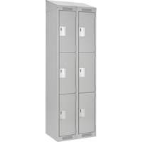 Clean Line Lockers, 3 -tier, Bank of 2, 24" x 18" x 78", Steel, Grey, Rivet (Assembled) Les Fournitures Industrielles Méga