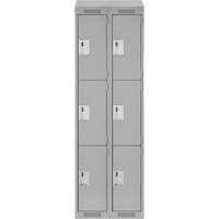 Clean Line Lockers, 3 -tier, Bank of 2, 24" x 18" x 78", Steel, Grey, Rivet (Assembled) Les Fournitures Industrielles Méga