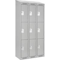 Clean Line Lockers, 3 -tier, Bank of 3, 36" x 18" x 78", Steel, Grey, Rivet (Assembled) Les Fournitures Industrielles Méga
