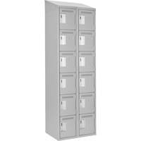 Clean Line Lockerette , 6 -tier, Bank of 2, 24" x 18" x 78", Steel, Grey, Rivet (Assembled) Les Fournitures Industrielles Méga