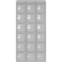 Clean Line Lockerette , 6 -tier, Bank of 3, 36" x 18" x 78", Steel, Grey, Rivet (Assembled) Les Fournitures Industrielles Méga