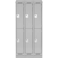 Clean Line Lockers, 2 -tier, Bank of 3, 36" x 18" x 82", Steel, Grey, Rivet (Assembled) Les Fournitures Industrielles Méga