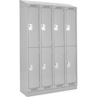 Clean Line Lockers, 2 -tier, Bank of 4, 48" x 18" x 82", Steel, Grey, Rivet (Assembled) Les Fournitures Industrielles Méga