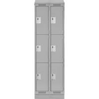 Clean Line Lockers, 3 -tier, Bank of 2, 24" x 18" x 82", Steel, Grey, Rivet (Assembled) Les Fournitures Industrielles Méga