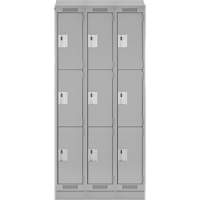 Clean Line Lockers, 3 -tier, Bank of 3, 36" x 18" x 82", Steel, Grey, Rivet (Assembled) Les Fournitures Industrielles Méga