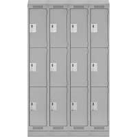 Clean Line Lockers, 3 -tier, Bank of 4, 48" x 18" x 82", Steel, Grey, Rivet (Assembled) Les Fournitures Industrielles Méga