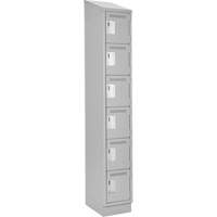 Clean Line Lockerette, 6 -tier, 12" x 18" x 82", Steel, Grey, Rivet (Assembled) Les Fournitures Industrielles Méga